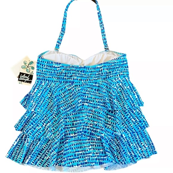 NWT Island Escape Printed Strapless or Halter Ruffled Tankini Top Size 6 - Picture 5 of 10